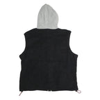 STARTER Mens Black & Grey Hooded Sleeveless Jacket XL Polyester Zip Hooded