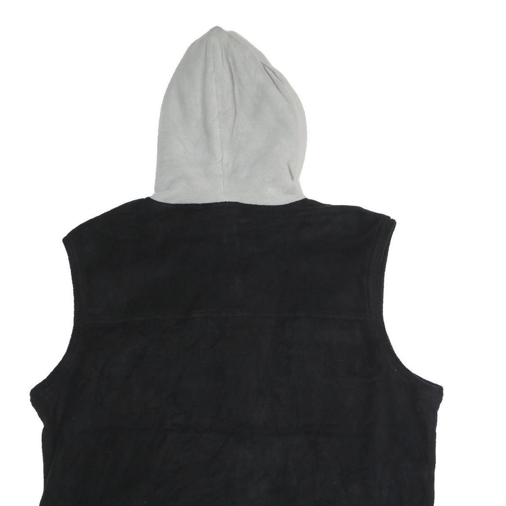 STARTER Mens Black & Grey Hooded Sleeveless Jacket XL Polyester Zip Hooded