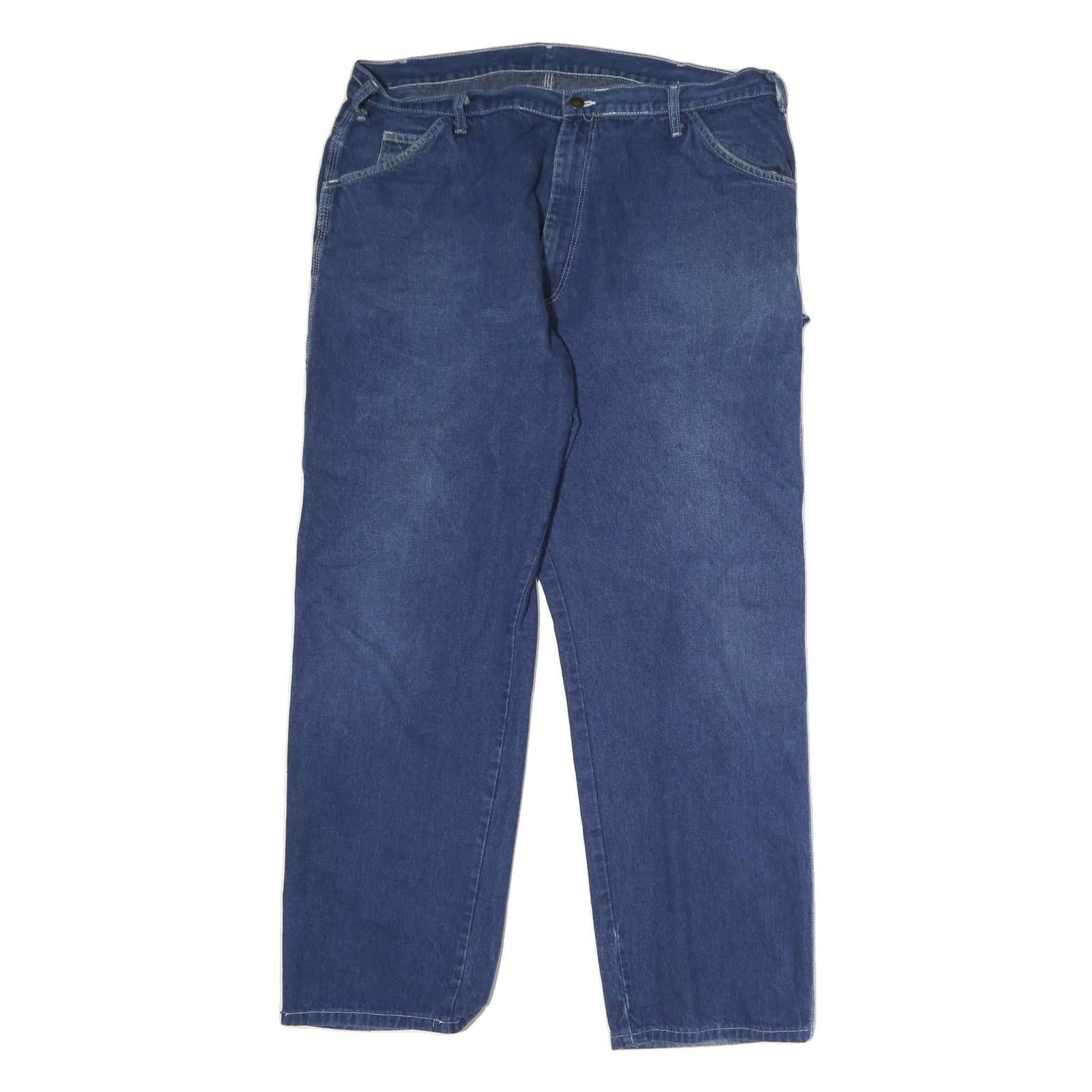 DICKIES Mens Jeans Blue Regular Straight Denim Medium W38 L33 Workwear Zip