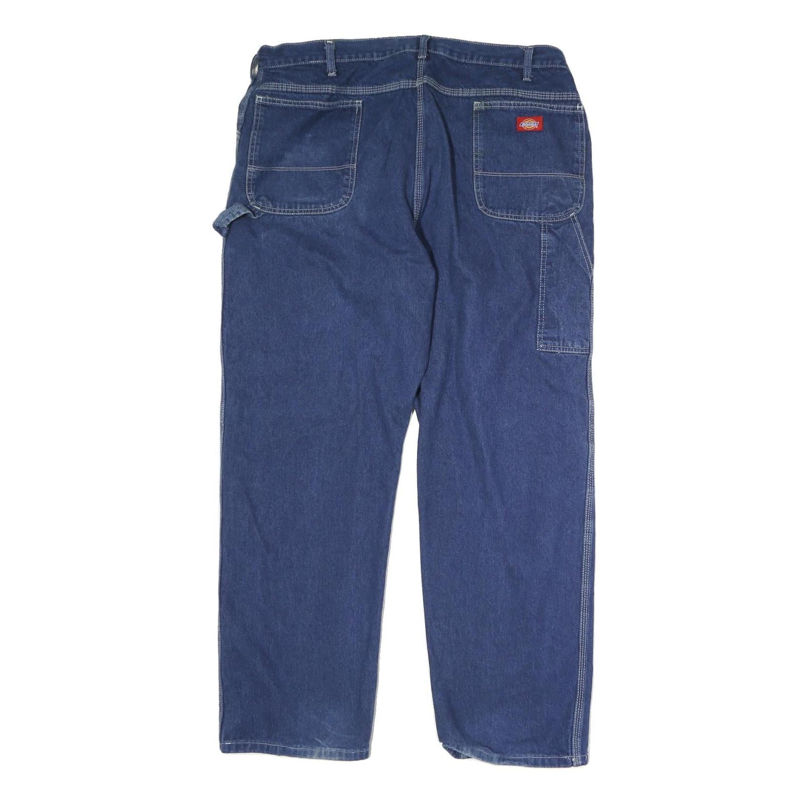 DICKIES Mens Jeans Blue Regular Straight Denim Medium W38 L33 Workwear Zip