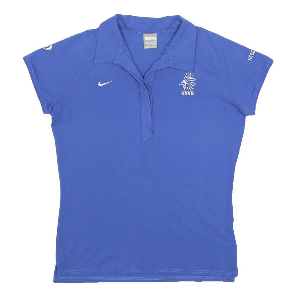 NIKE Womens Blue KNVB Logo Short Sleeve Polo Shirt XL Sports