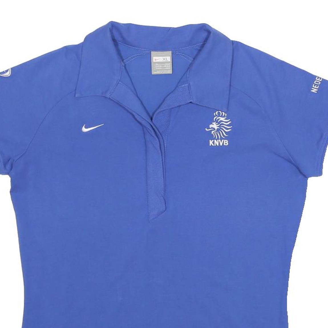 NIKE Womens Blue KNVB Logo Short Sleeve Polo Shirt XL Sports