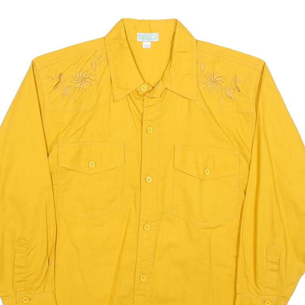 MOSKITO Boys Yellow Cotton Blend Casual Shirt L Button Front Long Sleeve