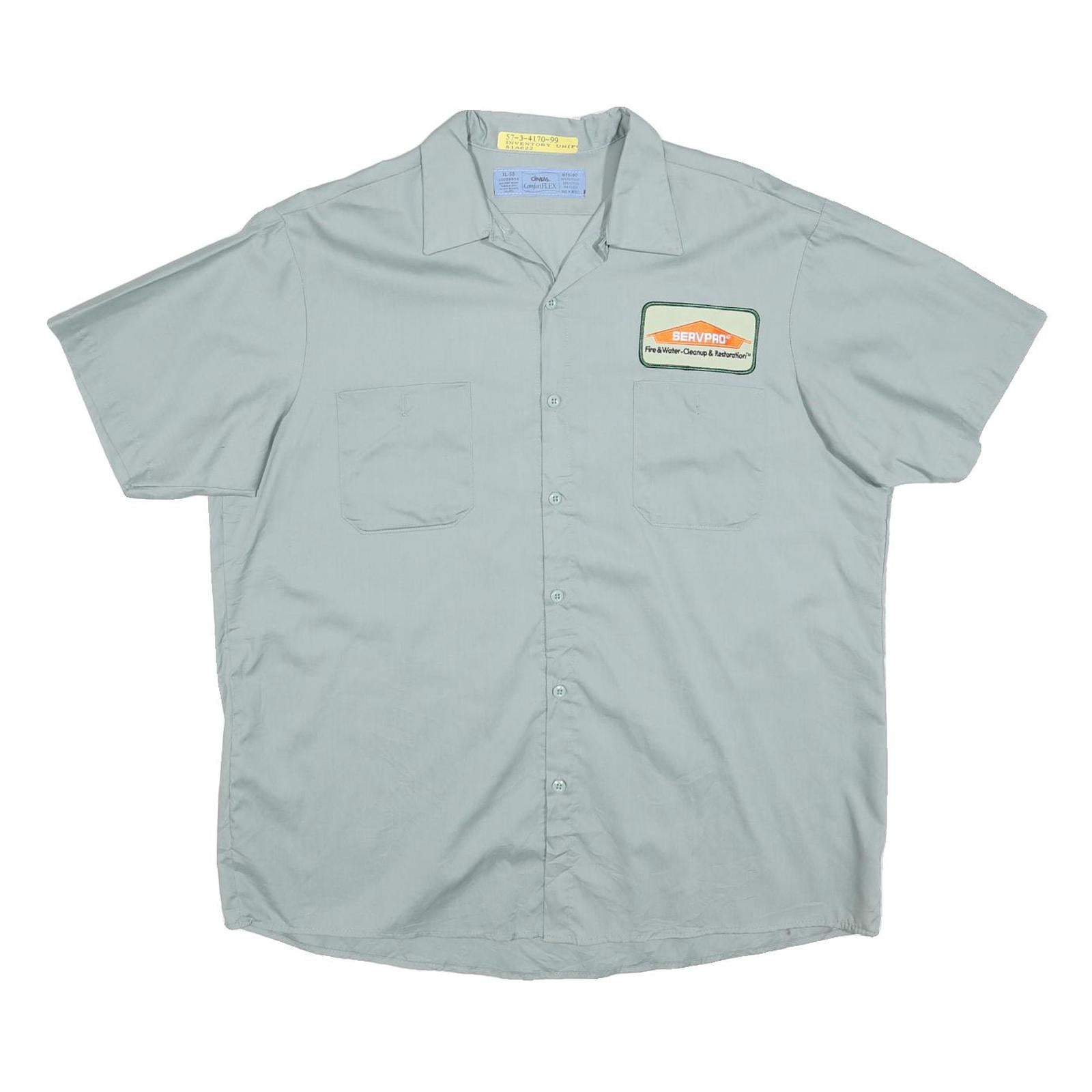 CINTAS Mens Blue Work Shirt XL Cotton Blend Short Sleeve Button Front