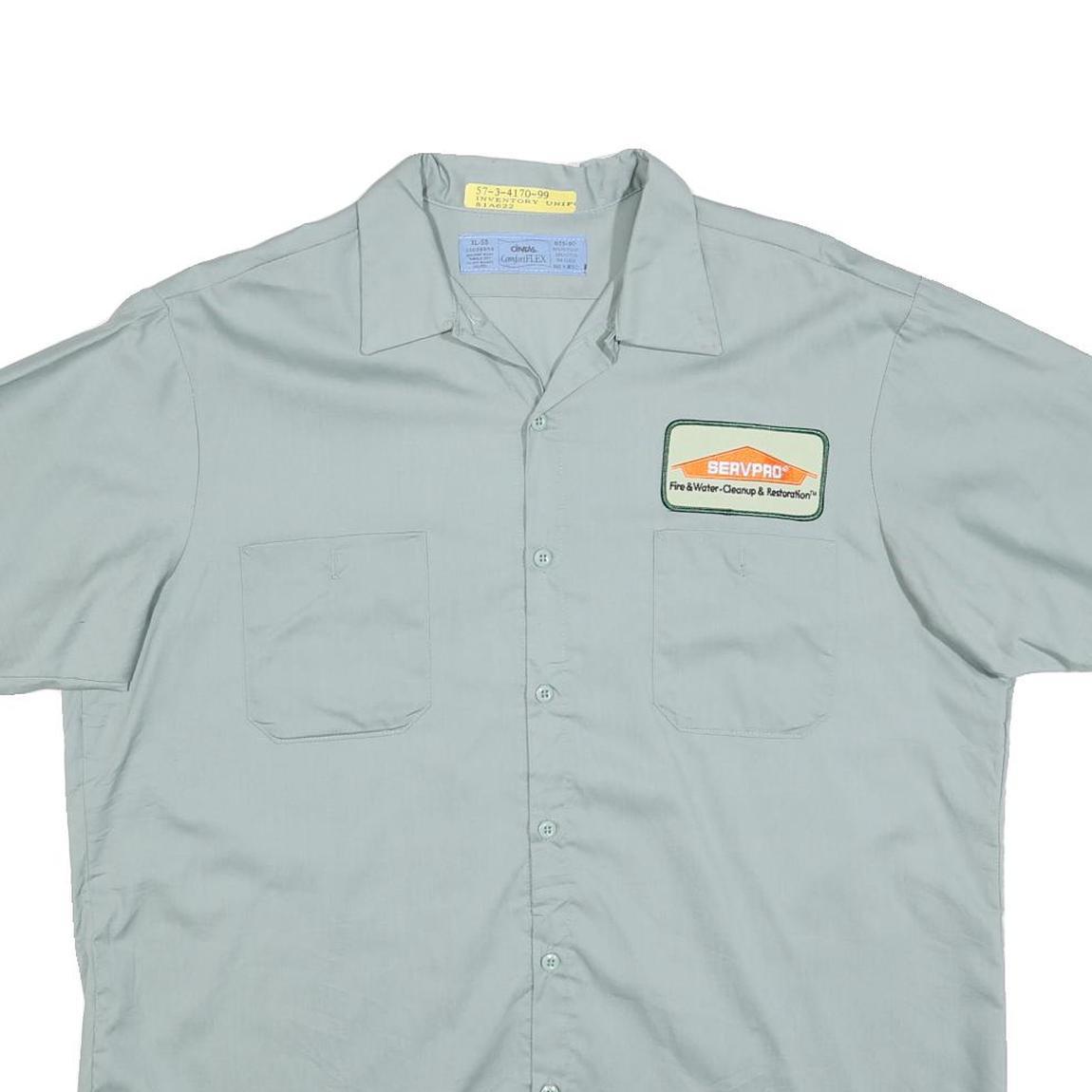 CINTAS Mens Blue Work Shirt XL Cotton Blend Short Sleeve Button Front