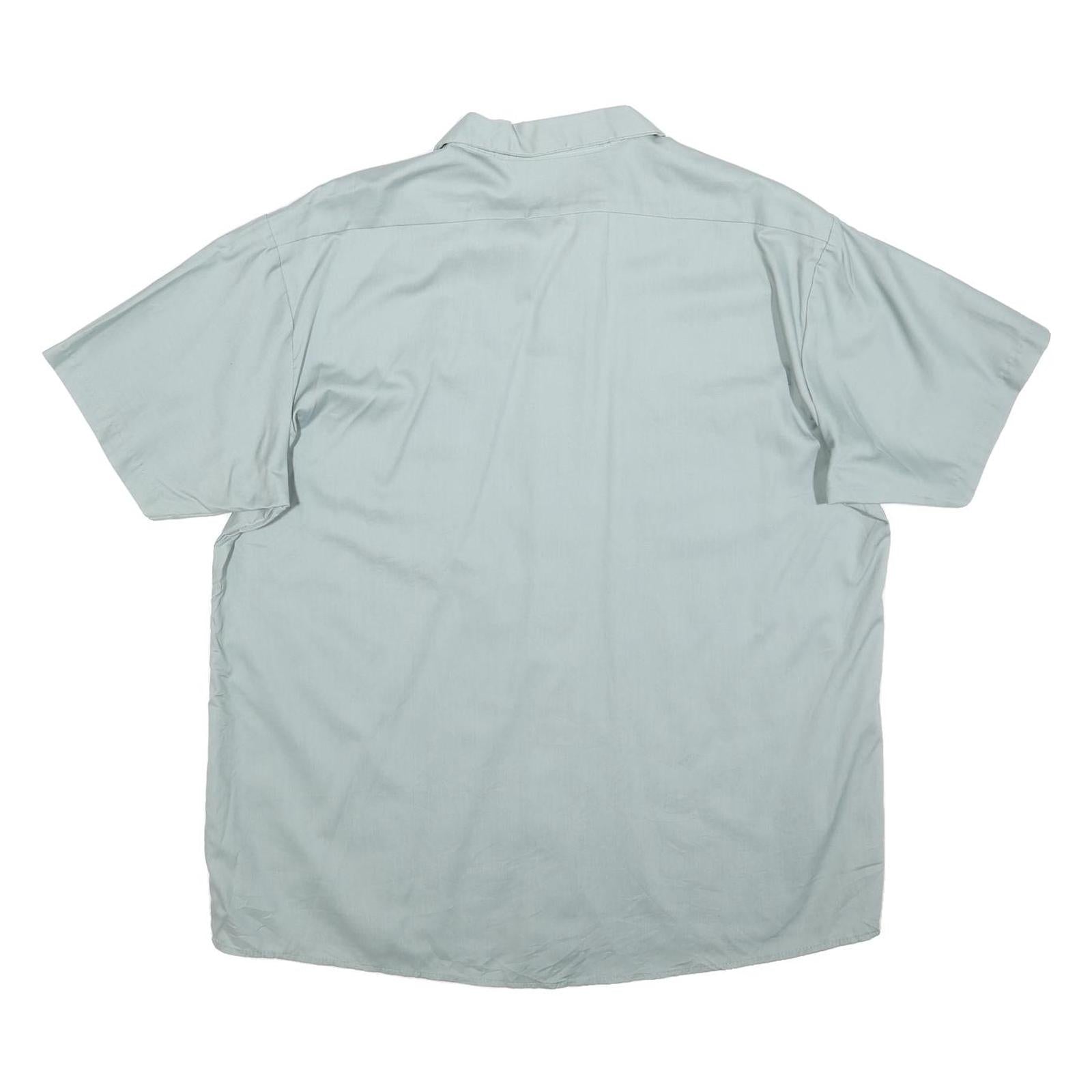 CINTAS Mens Blue Work Shirt XL Cotton Blend Short Sleeve Button Front