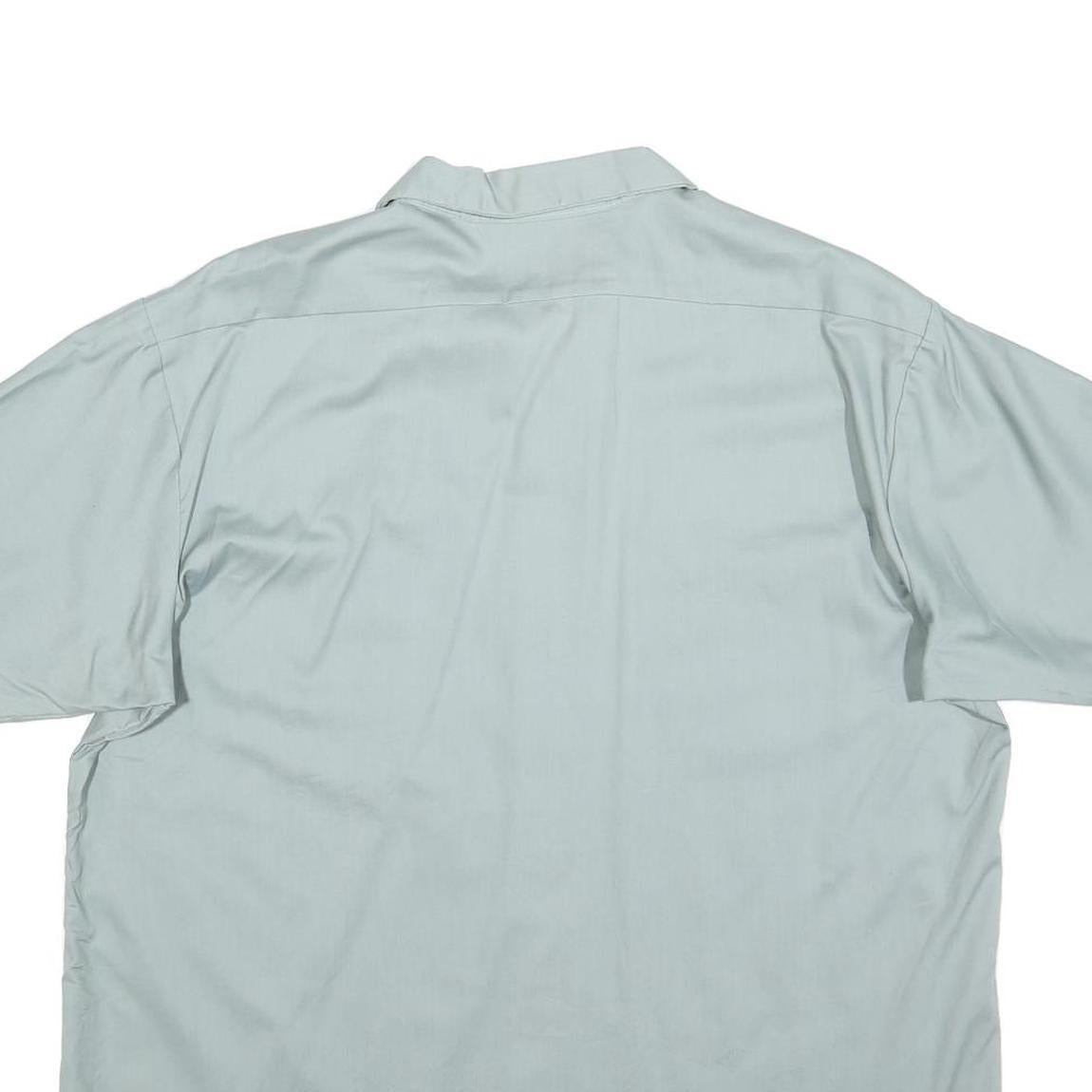 CINTAS Mens Blue Work Shirt XL Cotton Blend Short Sleeve Button Front