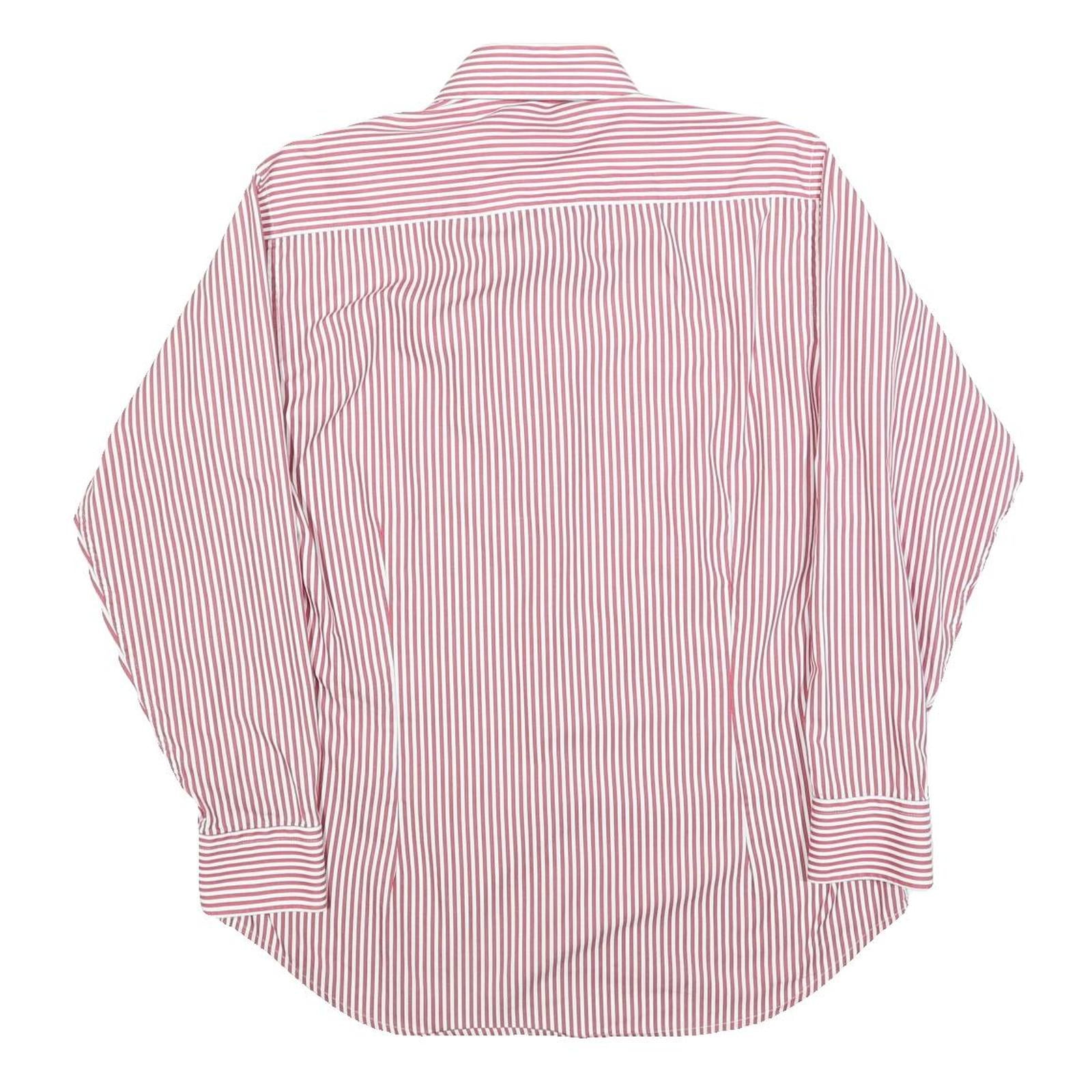 BEN SHERMAN Mens Red & White Striped Slim Fit Shirt L Formal Cotton Blend