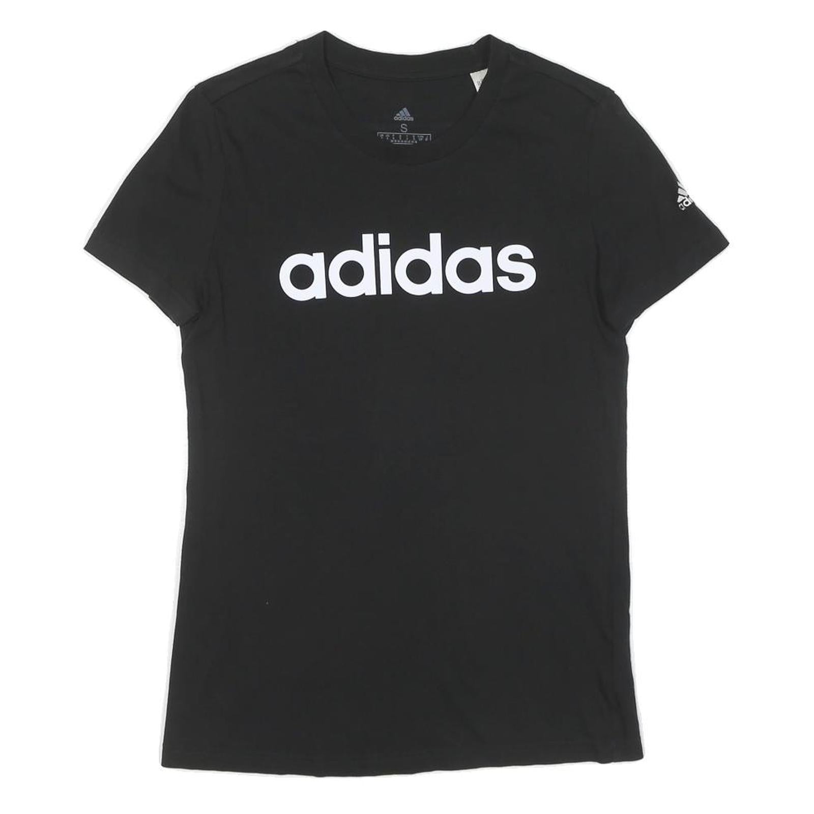 ADIDAS Womens Black & White Logo Graphic T-Shirt S Short Sleeve Crew Neck