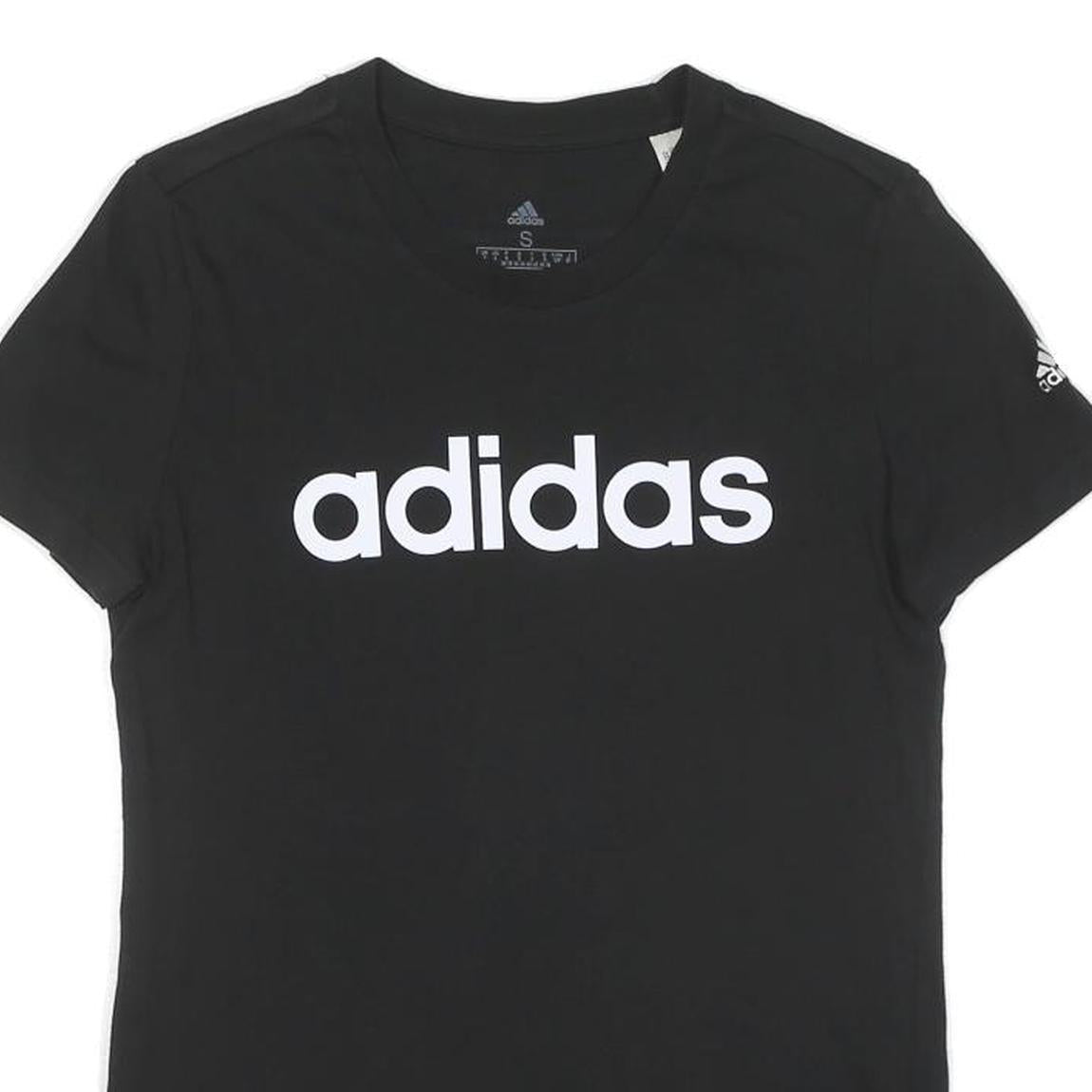 ADIDAS Womens Black & White Logo Graphic T-Shirt S Short Sleeve Crew Neck