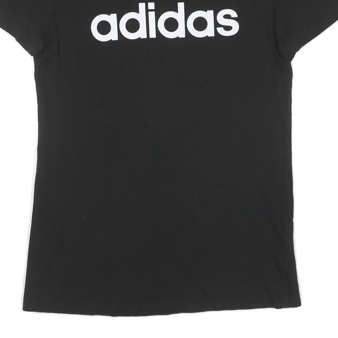 ADIDAS Womens Black & White Logo Graphic T-Shirt S Short Sleeve Crew Neck