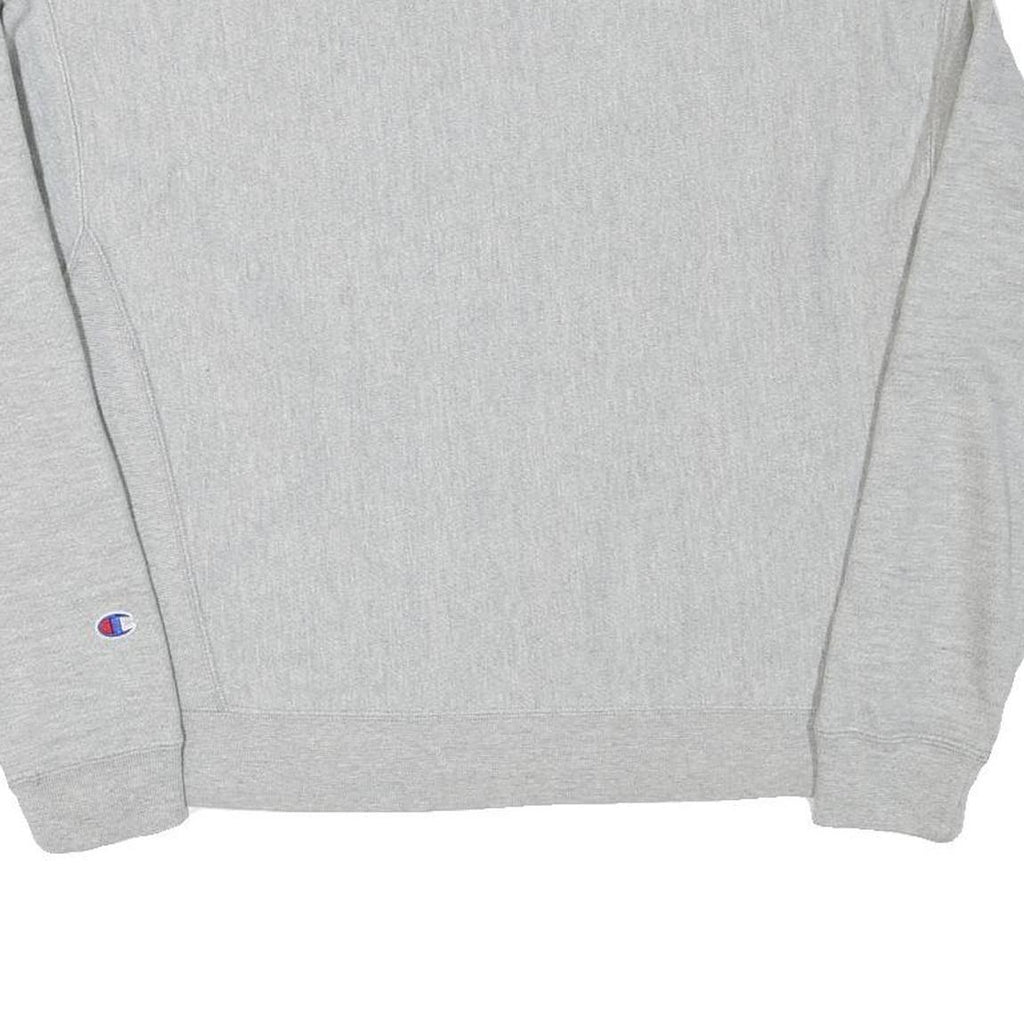 CHAMPION Mens Grey Cotton Blend Crew Neck Sweatshirt L Pullover Classic Logo