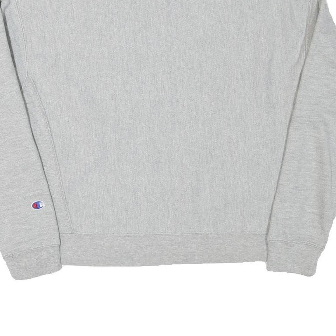 CHAMPION Mens Grey Cotton Blend Crew Neck Sweatshirt L Pullover Classic Logo