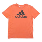 ADIDAS Boys Orange Logo Graphic T-Shirt 13-14Y Short Sleeve Crew Neck Casual