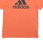 ADIDAS Boys Orange Logo Graphic T-Shirt 13-14Y Short Sleeve Crew Neck Casual