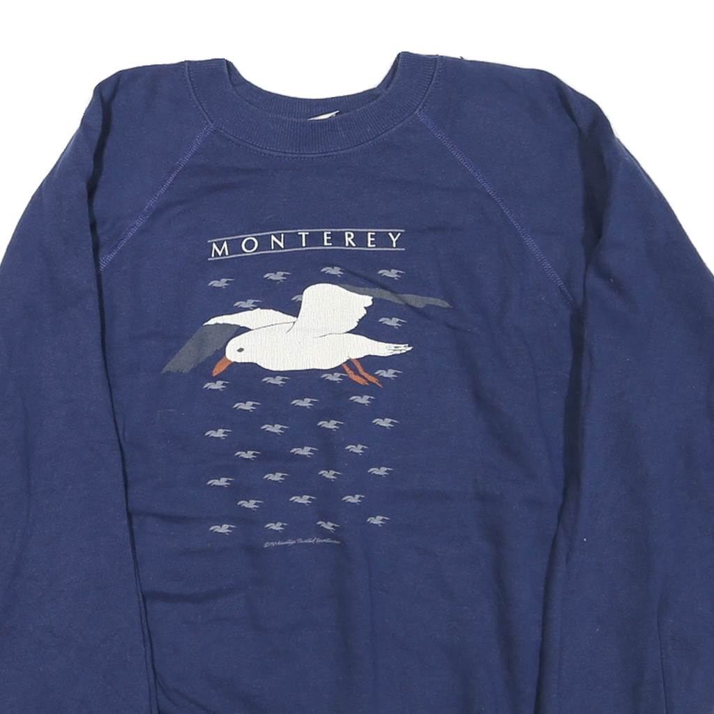 HANES Mens Blue Monterey Crew Neck L Cotton Blend Pullover Sweatshirt