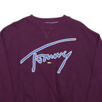 TOMMY JEANS Womens Purple Crew Neck S Cotton Blend Sweatshirt Casual
