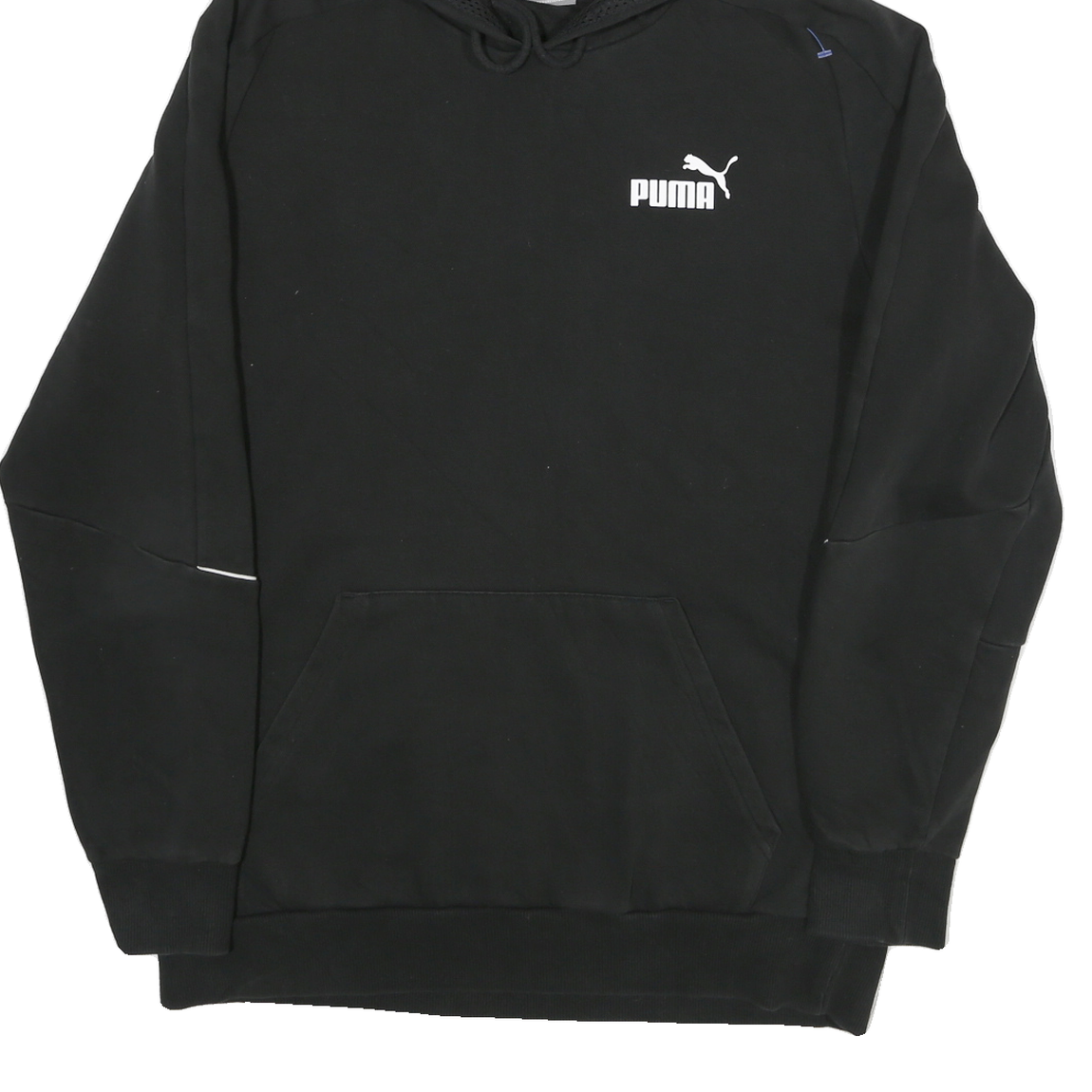 PUMA Mens Black Cotton Blend Pullover Hoodie M Sports Sweatshirt