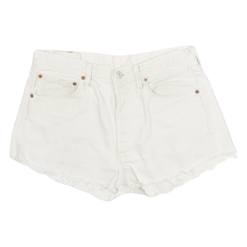 LEVI'S Womens White Denim Cut-Off Shorts L W30 Casual Cotton Summer