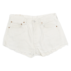 LEVI'S Womens White Denim Cut-Off Shorts L W30 Casual Cotton Summer