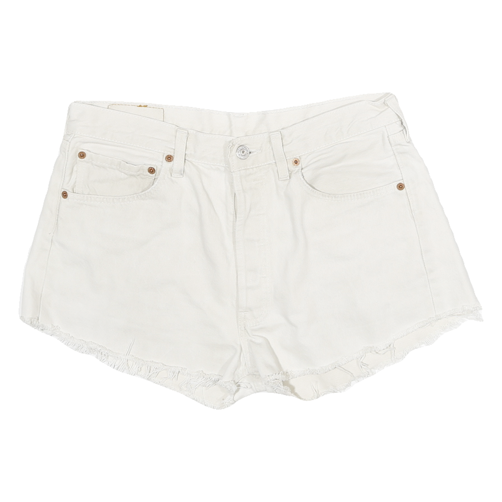 LEVI'S Womens White Denim Cut-Off Shorts L W30 Casual Cotton Summer