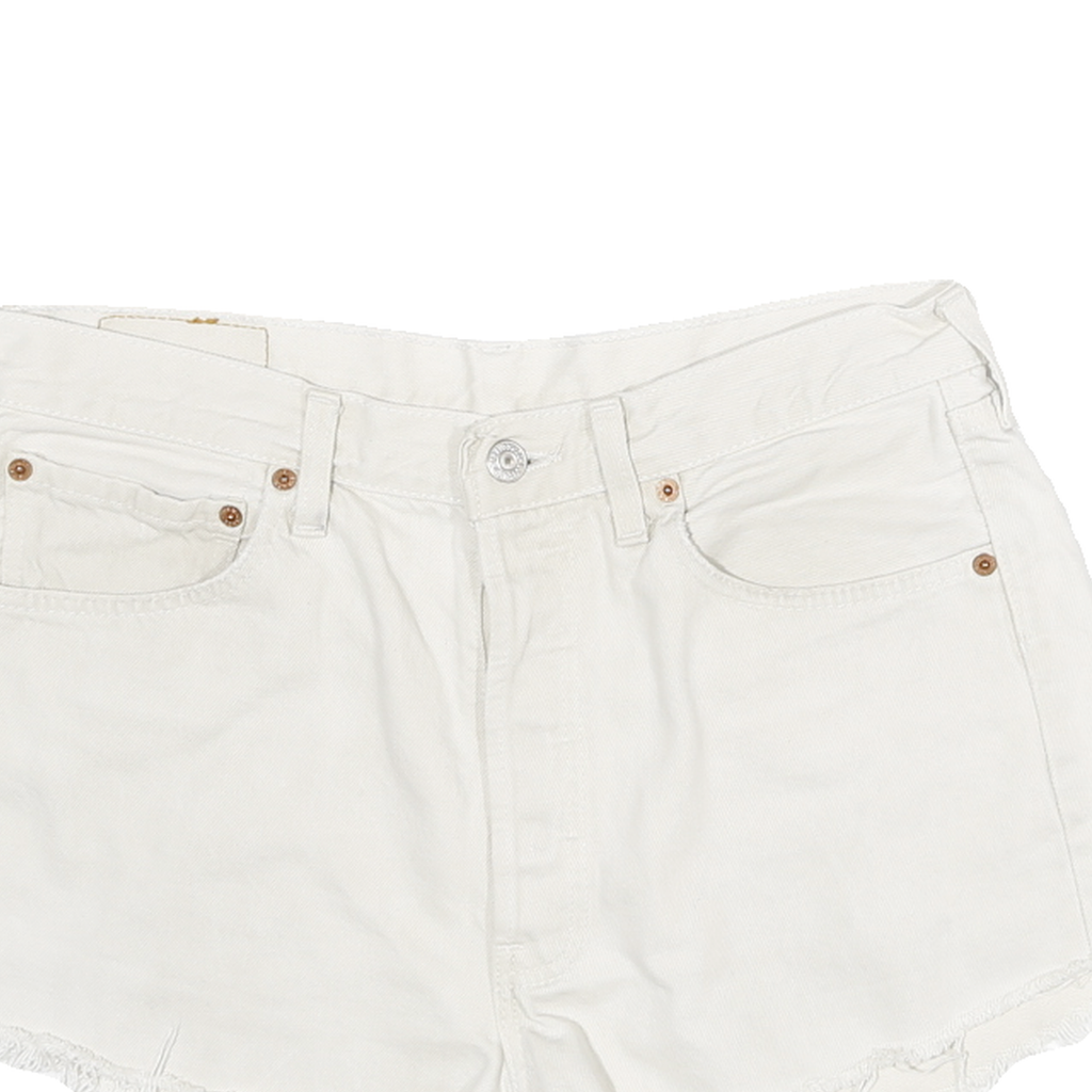 LEVI'S Womens White Denim Cut-Off Shorts L W30 Casual Cotton Summer