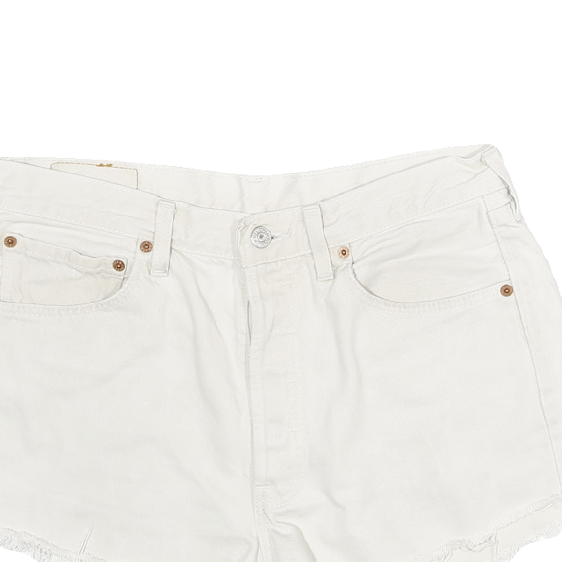 LEVI'S Womens White Denim Cut-Off Shorts L W30 Casual Cotton Summer