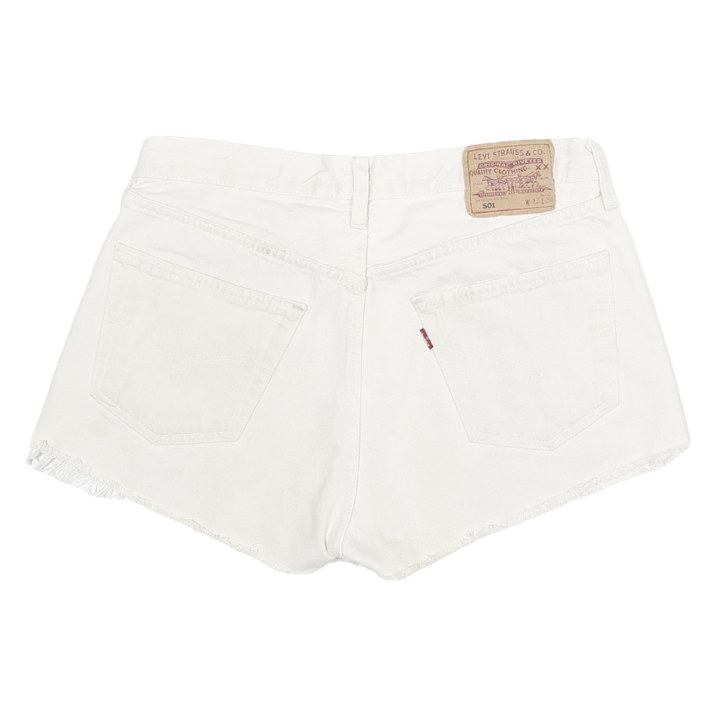 LEVI'S Womens White Denim Cut-Off Shorts L W30 Casual Cotton Summer