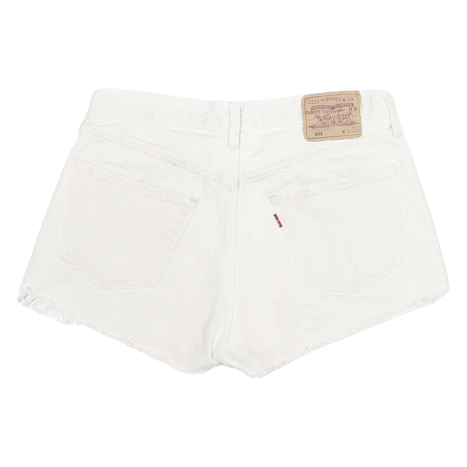 LEVI'S Womens White Denim Cut-Off Shorts L W30 Casual Cotton Summer