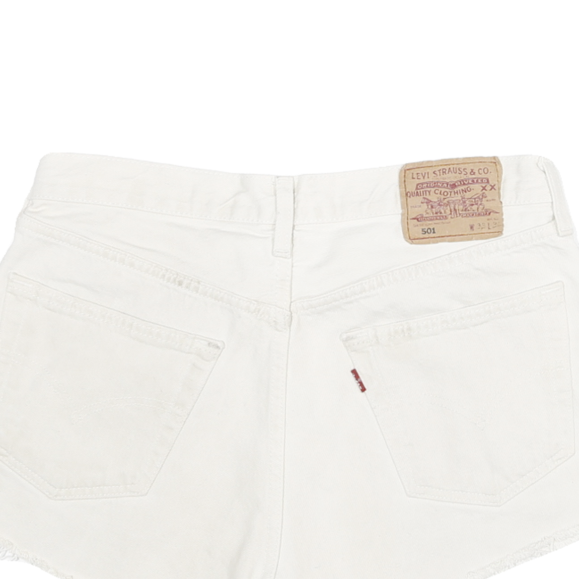 LEVI'S Womens White Denim Cut-Off Shorts L W30 Casual Cotton Summer