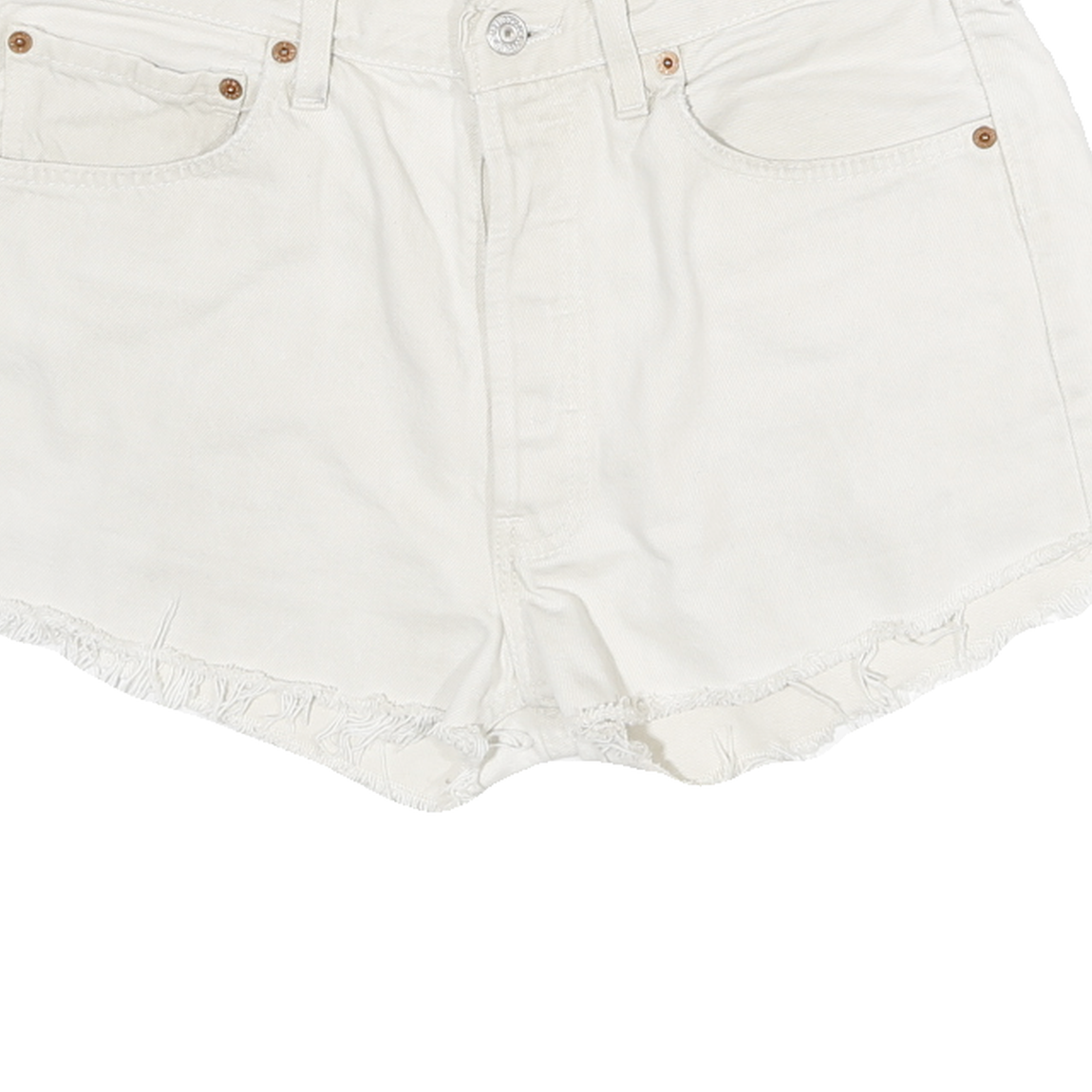 LEVI'S Womens White Denim Cut-Off Shorts L W30 Casual Cotton Summer