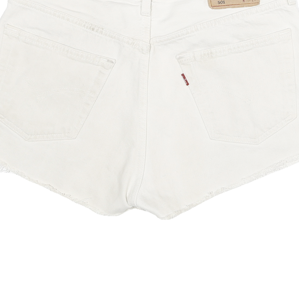 LEVI'S Womens White Denim Cut-Off Shorts L W30 Casual Cotton Summer