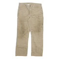 CARHARTT Mens Beige Relaxed Straight Cotton Blend Trousers W33 L30 Workwear