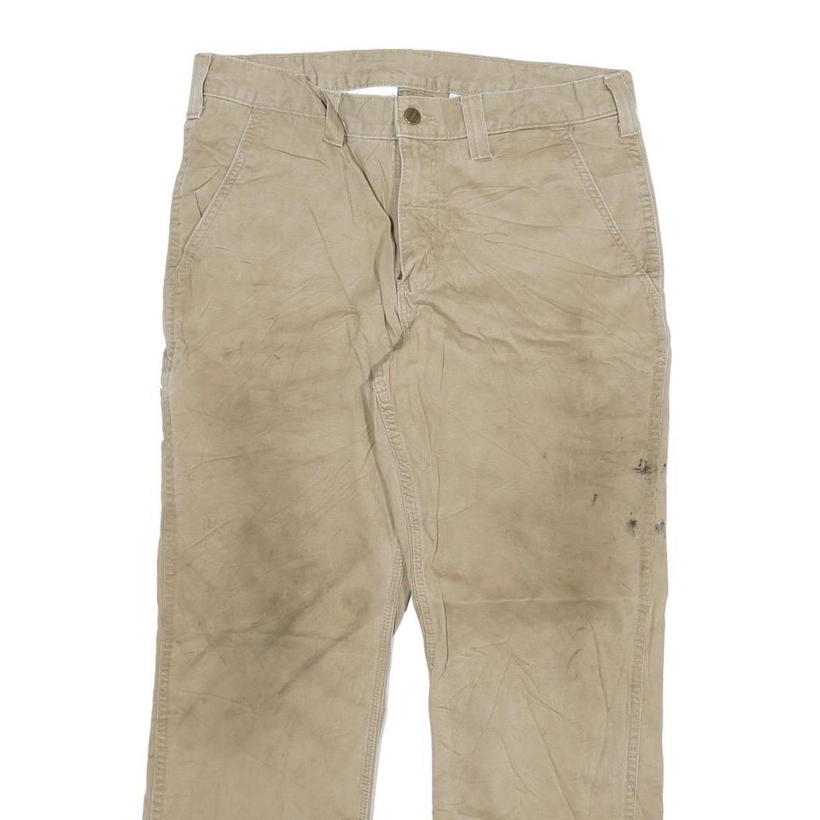 CARHARTT Mens Beige Relaxed Straight Cotton Blend Trousers W33 L30 Workwear