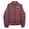 PUMA Womens Maroon Quilted Jacket L Woven Classic Fit Zip Closure Lightweight