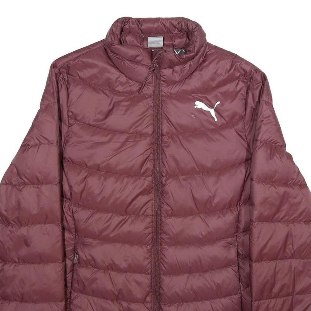 PUMA Womens Maroon Quilted Jacket L Woven Classic Fit Zip Closure Lightweight