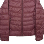 PUMA Womens Maroon Quilted Jacket L Woven Classic Fit Zip Closure Lightweight