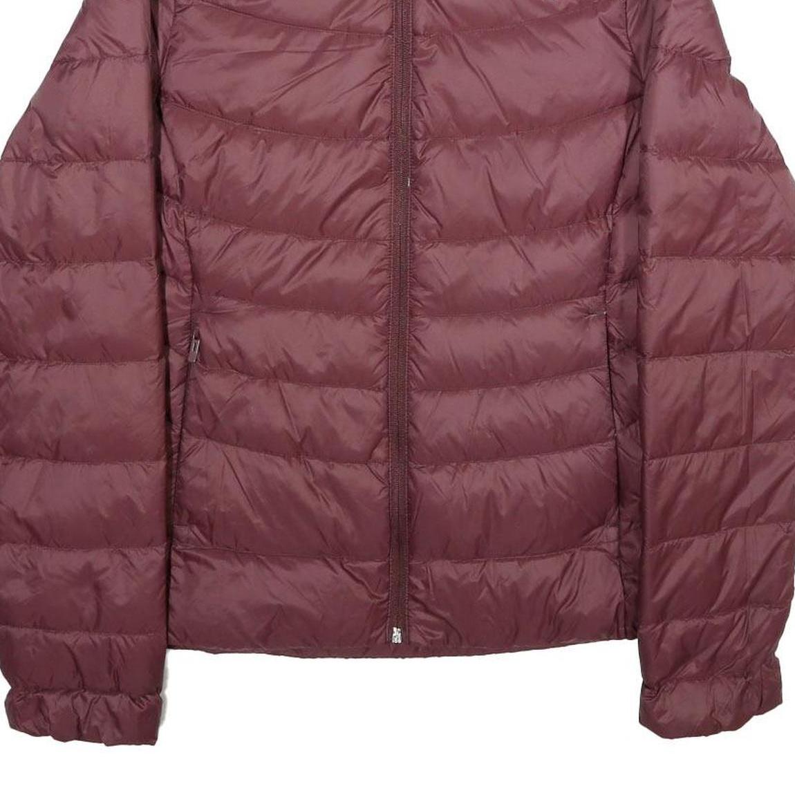 PUMA Womens Maroon Quilted Jacket L Woven Classic Fit Zip Closure Lightweight