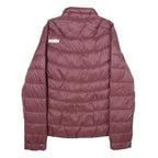 PUMA Womens Maroon Quilted Jacket L Woven Classic Fit Zip Closure Lightweight