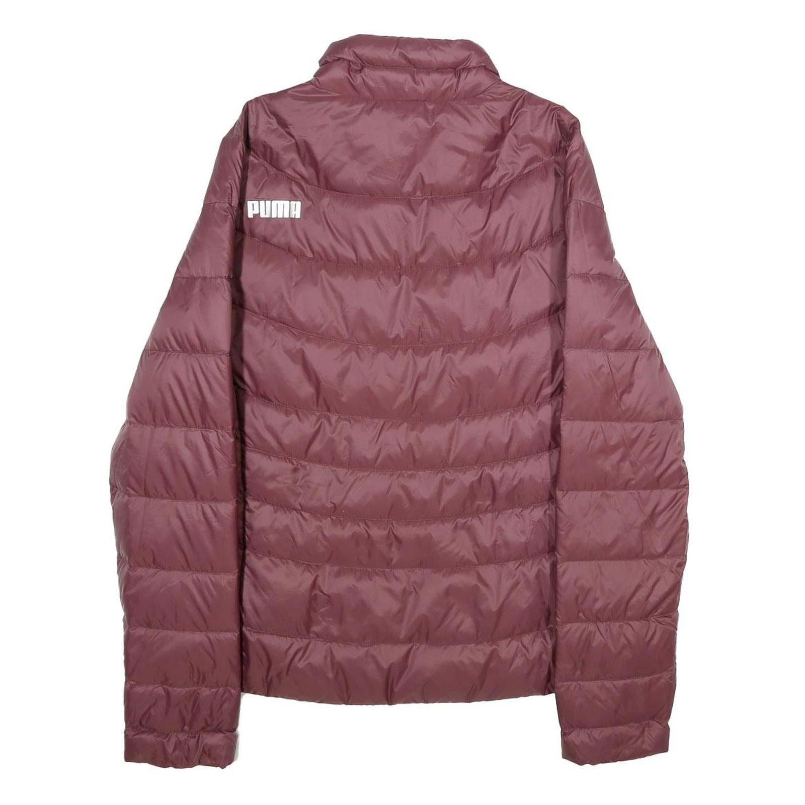 PUMA Womens Maroon Quilted Jacket L Woven Classic Fit Zip Closure Lightweight