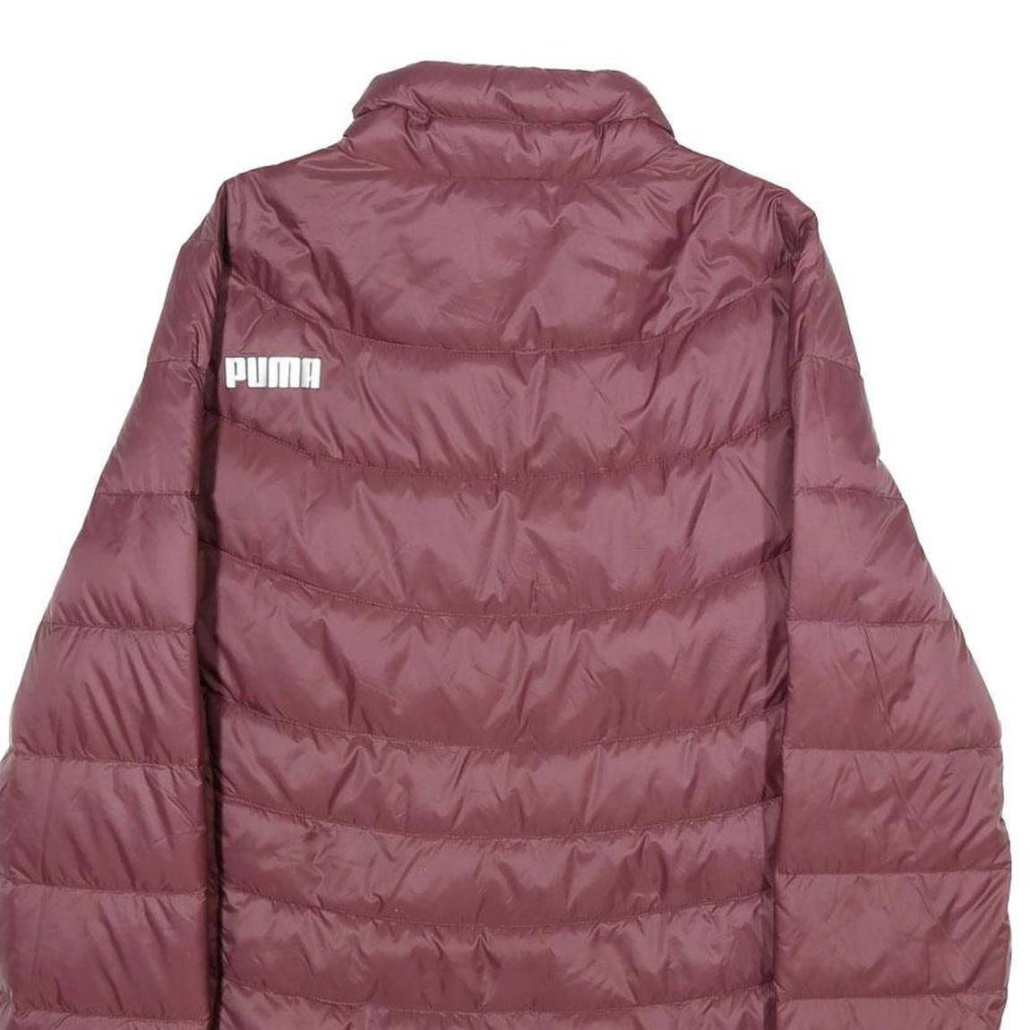 PUMA Womens Maroon Quilted Jacket L Woven Classic Fit Zip Closure Lightweight