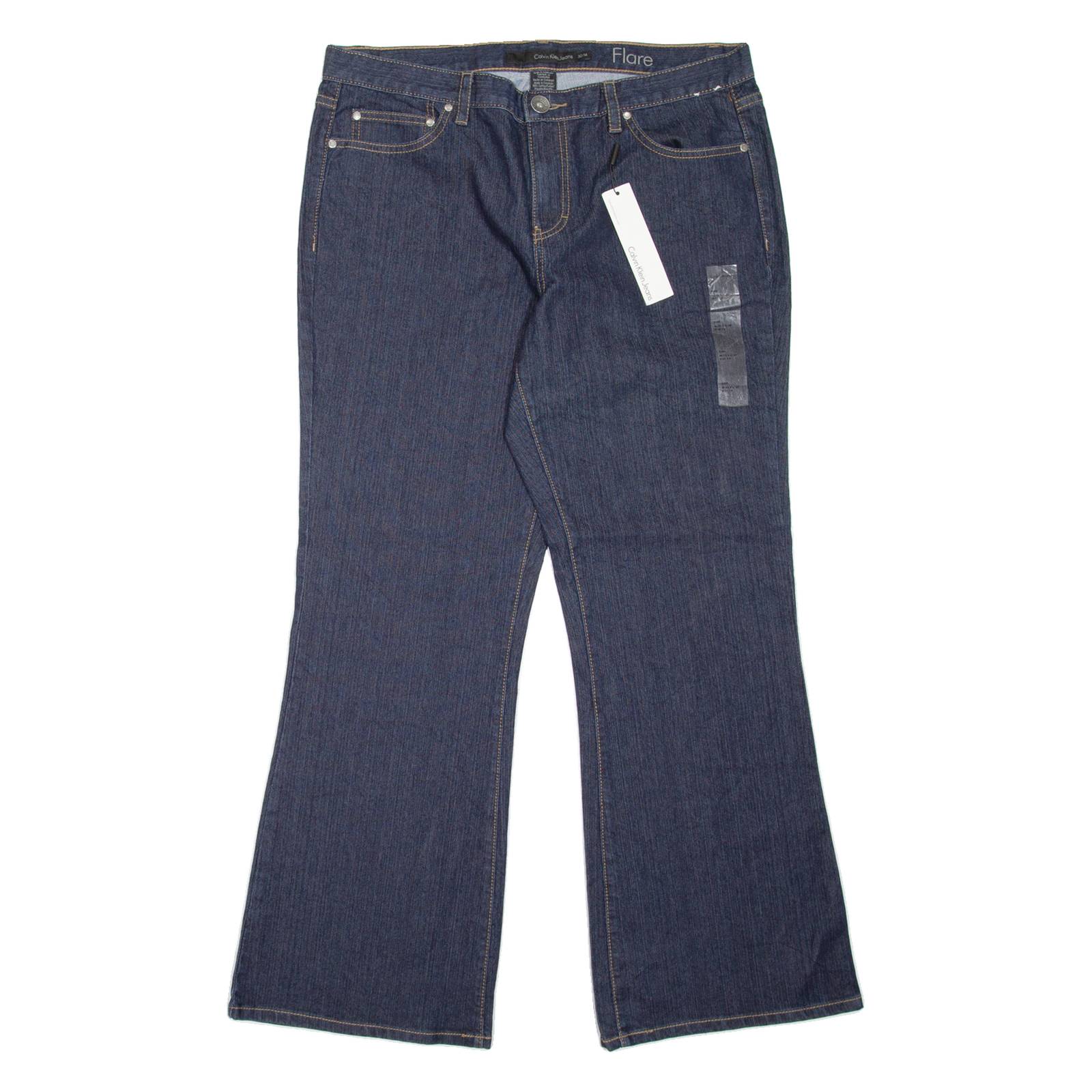 CALVIN KLEIN JEANS Womens Jeans Blue Regular Flared W32 L30