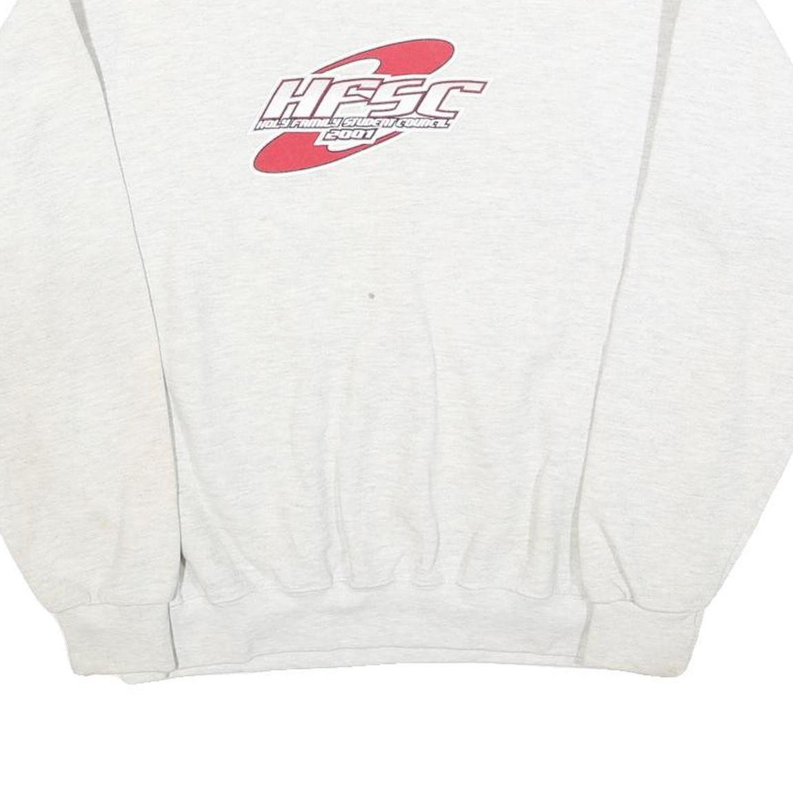 LEE Mens White Crew Neck M HFSC 2001 Student Council Graphic Sweatshirt