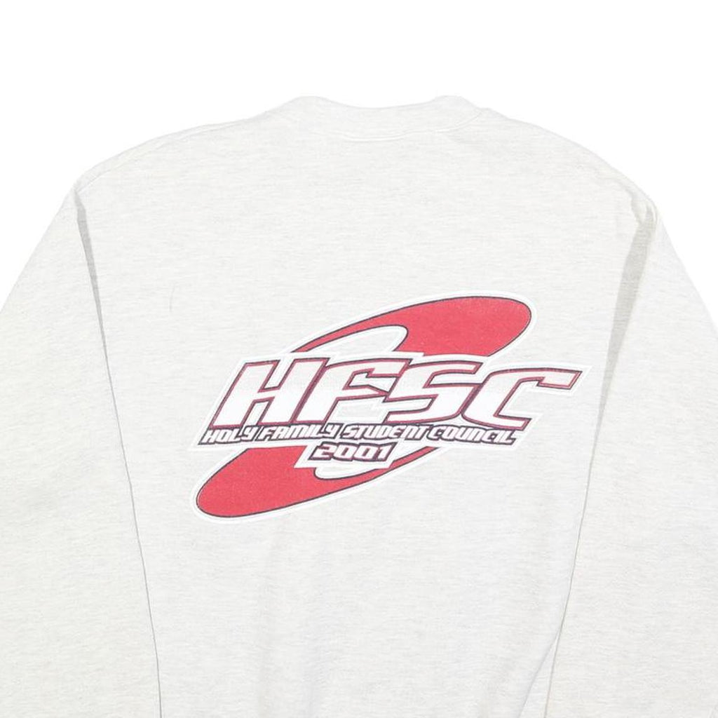 LEE Mens White Crew Neck M HFSC 2001 Student Council Graphic Sweatshirt