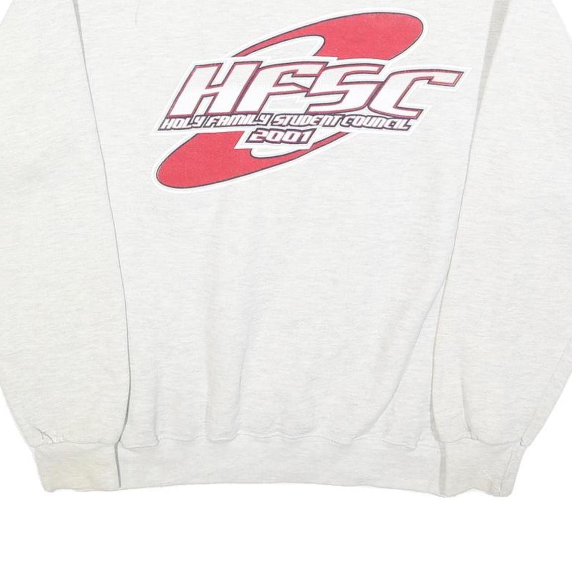 LEE Mens White Crew Neck M HFSC 2001 Student Council Graphic Sweatshirt