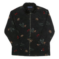 KAREN SCOTT Womens Black Floral Polyester Zip Jacket L Fleece Winter Wear