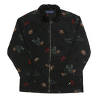 KAREN SCOTT Womens Black Floral Polyester Zip Jacket L Fleece Winter Wear