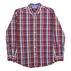 CHAPS Mens Red & Blue Check Shirt M Classic Long Sleeve Button-Down Cotton
