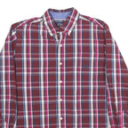 CHAPS Mens Red & Blue Check Shirt M Classic Long Sleeve Button-Down Cotton