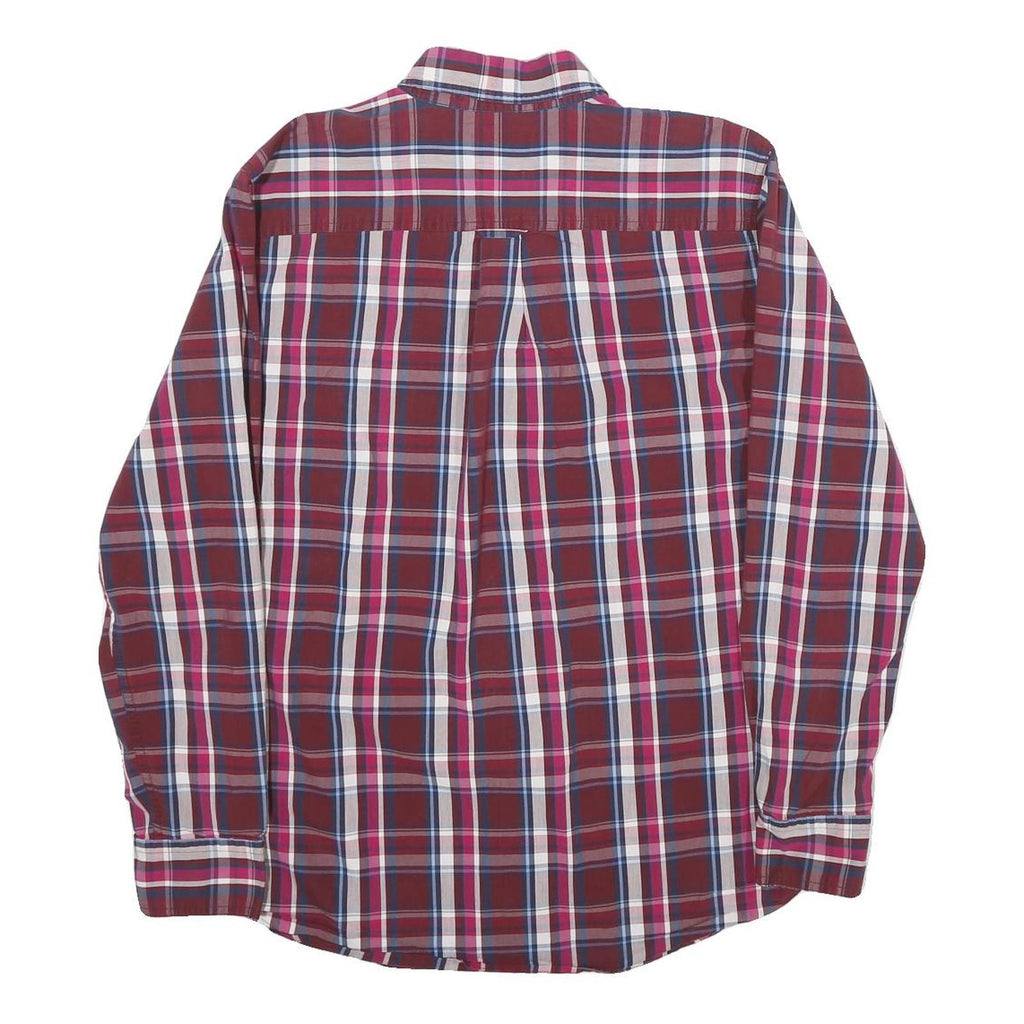 CHAPS Mens Red & Blue Check Shirt M Classic Long Sleeve Button-Down Cotton